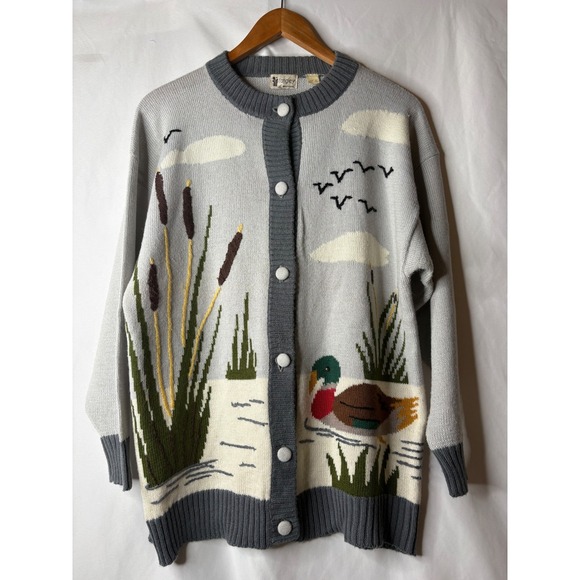 Rangley Other - Vtg Rangley L Mallard Duck Scenic Cardigan Sweater Wool Blend grandpacore Read